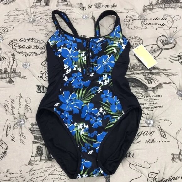 Michael Kors Zip Front One Piece Swimsuit - Picture 4 of 9